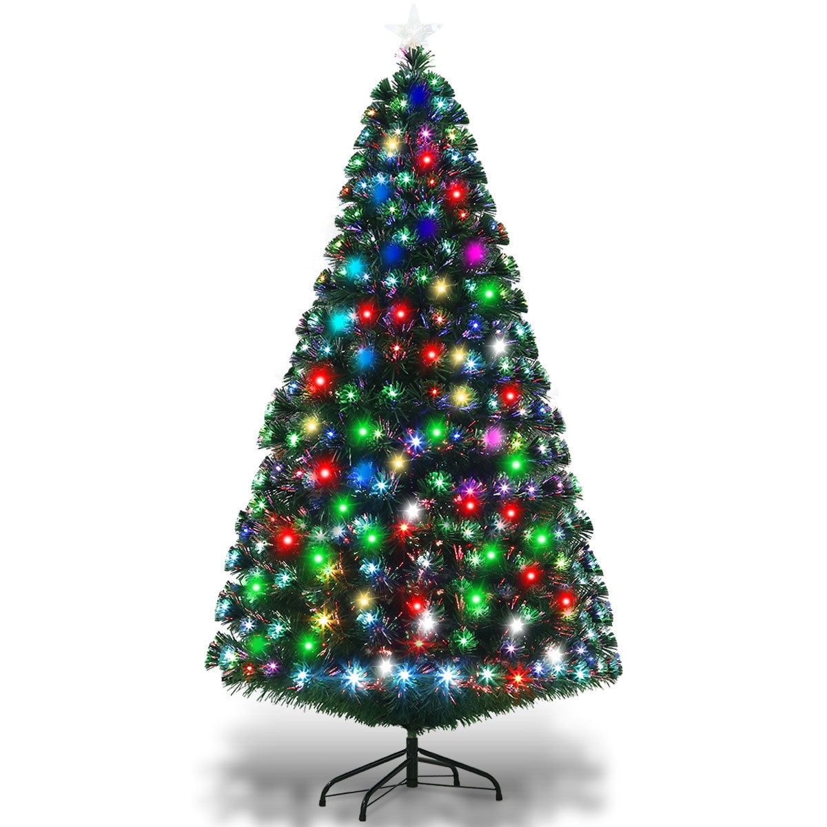 Gymax Fiber Optic 5 PVC Artificial Christmas Tree LED Lights Metal Gymax Fiber Optic 5 PVC Artificial Christmas Tree LED Lights Metal